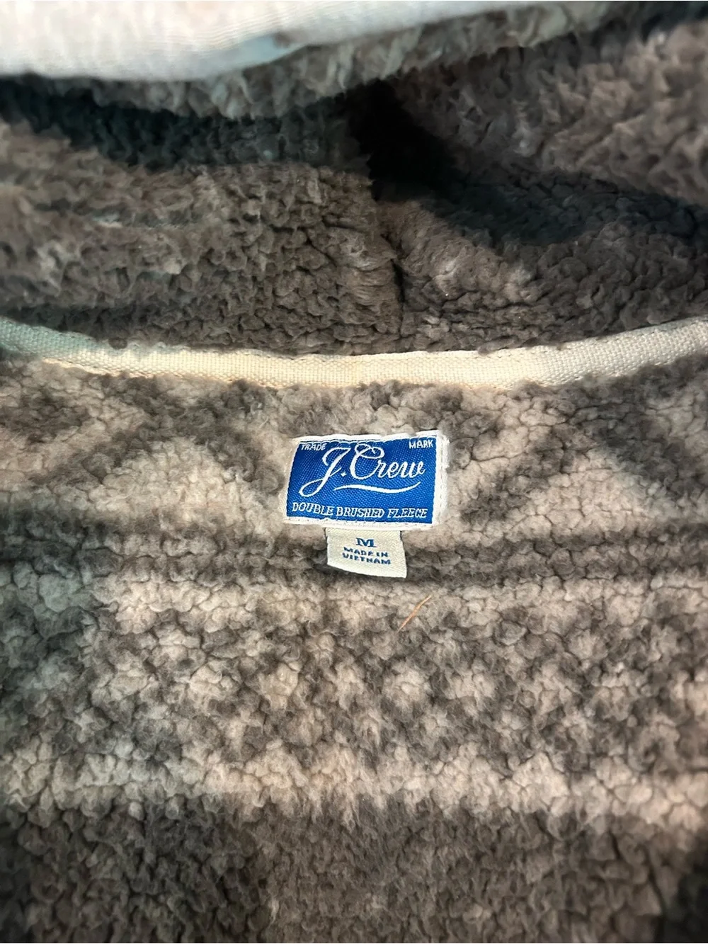 J. Crew Men's Light Gray Sherpa-Lined Zip Hoodie SIZE M